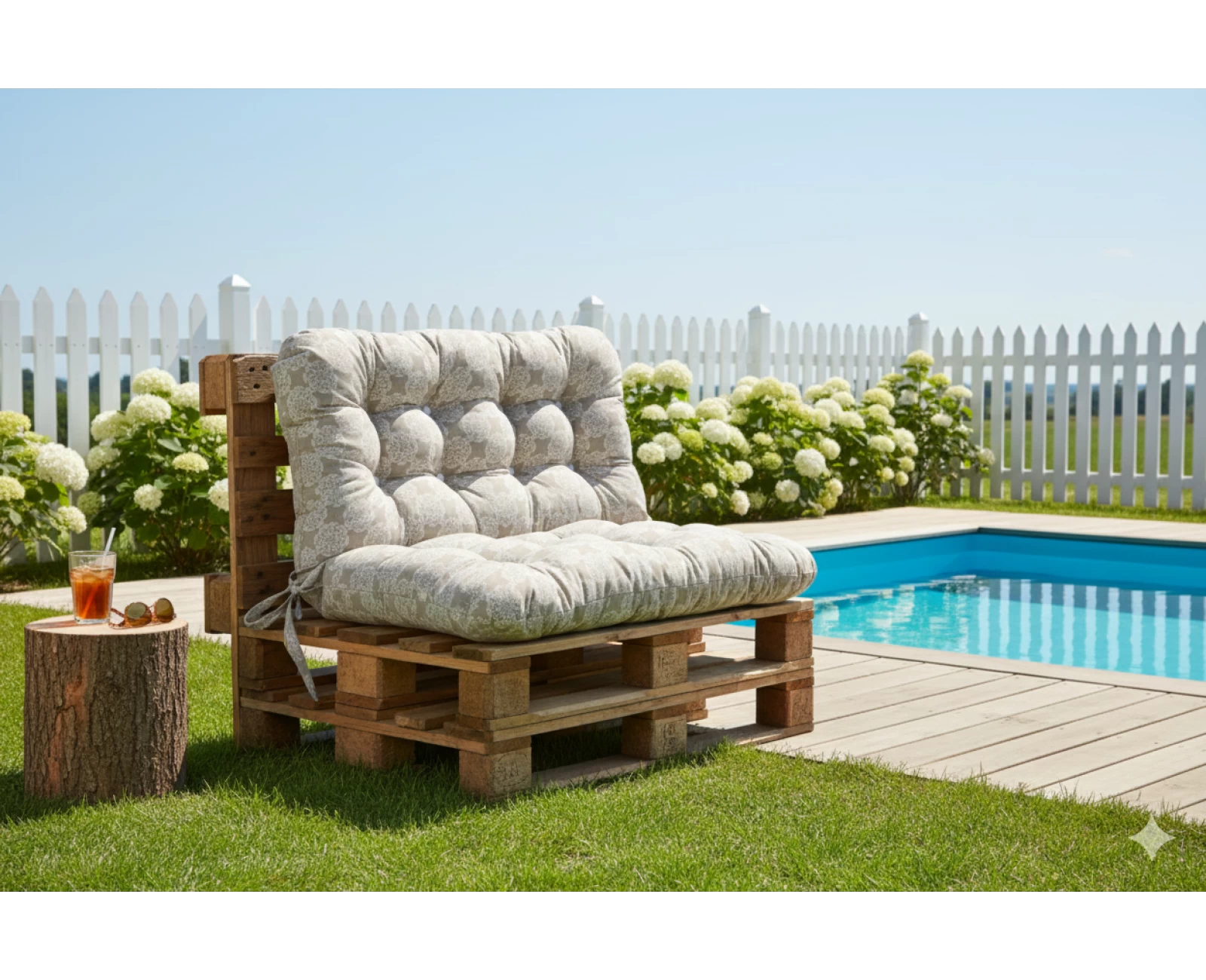 Μαξιλάρι για καναπέ με ενσωματωμένη πλάτη - Λονέτα Ύφασμα απόχρωση του μπεζ με σχέδιο Kanada | Mypouf.gr