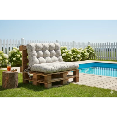 Μαξιλάρι για καναπέ με ενσωματωμένη πλάτη - Λονέτα Ύφασμα απόχρωση του μπεζ με σχέδιο Kanada