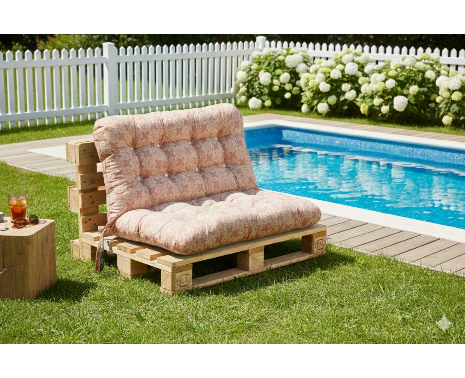 Μαξιλάρι για καναπέ με ενσωματωμένη πλάτη - Λονέτα Ύφασμα απόχρωση του σομόν με σχέδιο Kanada | Mypouf.gr