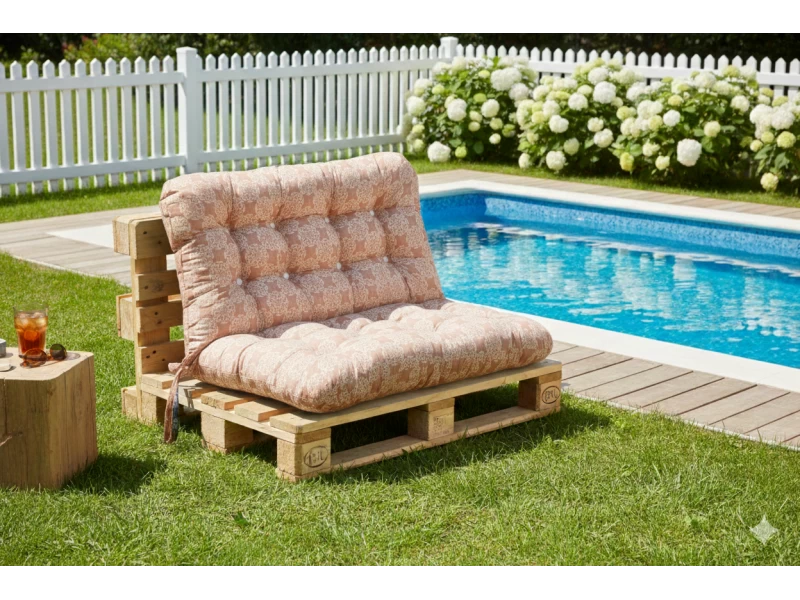 Μαξιλάρι για καναπέ με ενσωματωμένη πλάτη - Λονέτα Ύφασμα απόχρωση του σομόν με σχέδιο Kanada - Norman