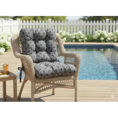 Μαξιλάρι μπαμπού ύφασμα λονέτα με πλάτη απόχρωση του ανθρακί με σχέδιo Kanada