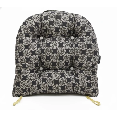 Μαξιλάρι πέταλο κάθισμα μπαμπού - Λονέτα Ύφασμα απόχρωση του ανθρακί με σχέδιo Kanada