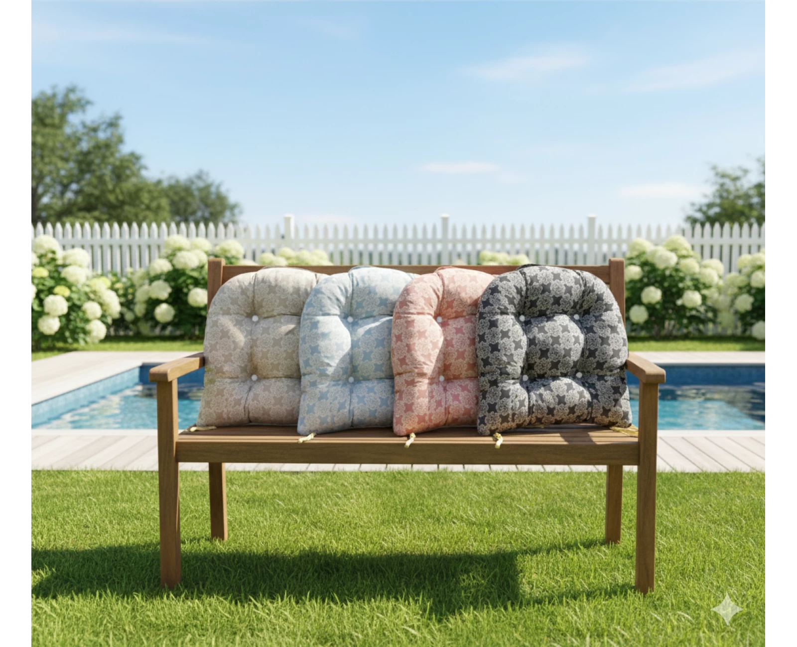 Μαξιλάρι πέταλο κάθισμα μπαμπού - Λονέτα Ύφασμα απόχρωση του γαλάζιου με σχέδιo Kanada | Mypouf.gr