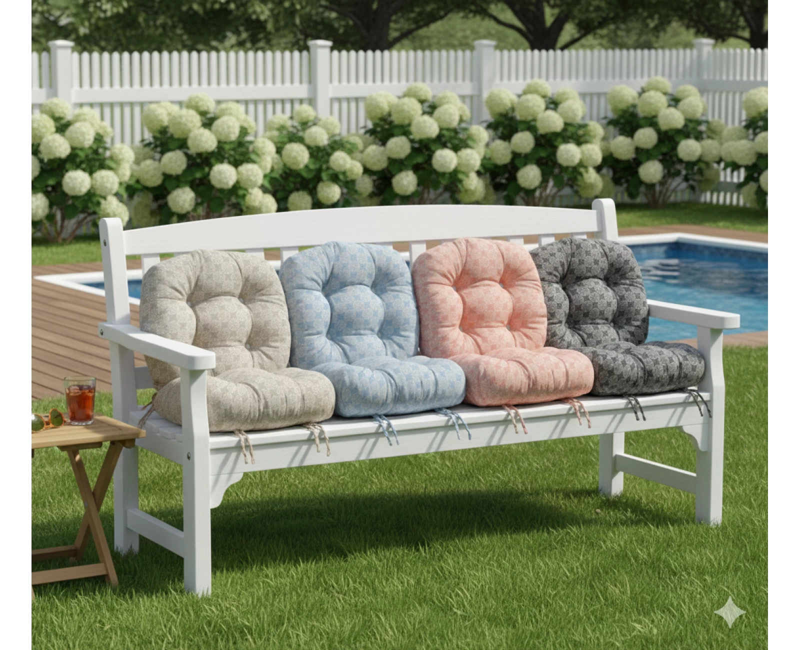 Μαξιλάρι πέταλο κάθισμα μπαμπού - Λονέτα Ύφασμα απόχρωση του γαλάζιου με σχέδιo Kanada | Mypouf.gr