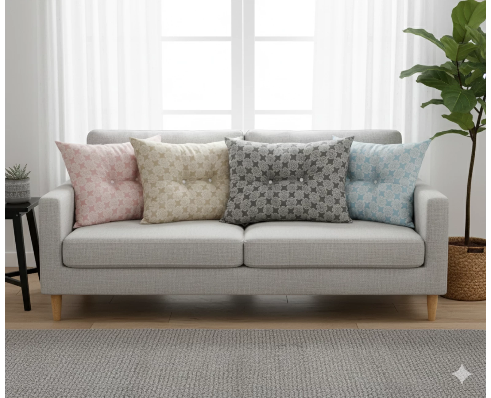 Μαξιλάρι Πλάτης Με 2 Κουμπιά Λονέτα απόχρωση του γαλάζιου με σχέδιo Kanada | Mypouf.gr