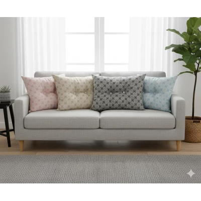 Μαξιλάρι Πλάτης Με 2 Κουμπιά Λονέτα απόχρωση του γαλάζιου με σχέδιo Kanada