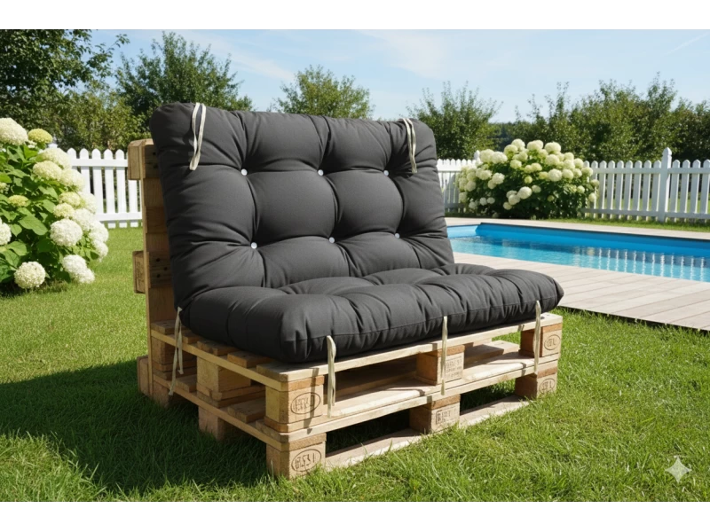 Μαξιλάρι για καναπέ με ενσωματωμένη πλάτη λονέτα - Μονόχρωμο Ανθρακί