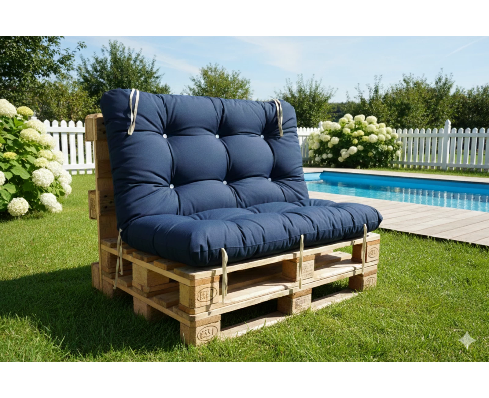 Μαξιλάρι για καναπέ με ενσωματωμένη πλάτη λονέτα - Μονόχρωμο Denim Μπλέ | Mypouf.gr