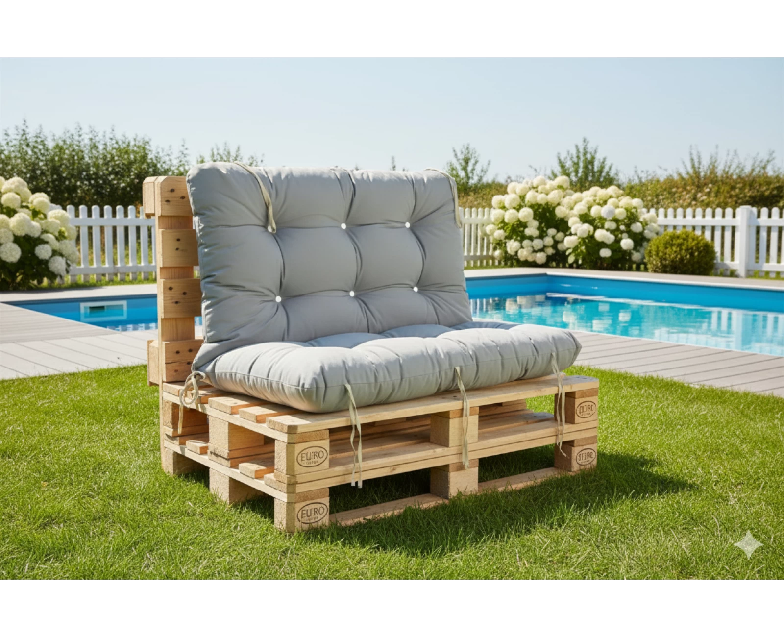 Μαξιλάρι για καναπέ με ενσωματωμένη πλάτη λονέτα - Μονόχρωμο γκρι | Mypouf.gr