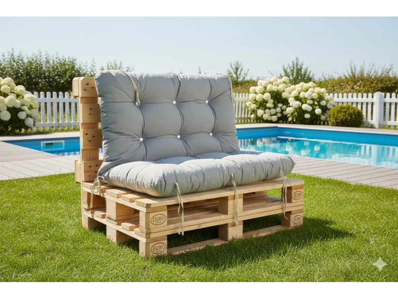 Μαξιλάρι για καναπέ με ενσωματωμένη πλάτη λονέτα - Μονόχρωμο γκρι