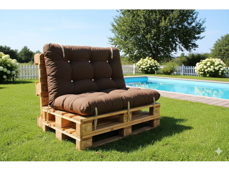 Μαξιλάρι για καναπέ με ενσωματωμένη πλάτη λονέτα - Μονόχρωμο καφέ