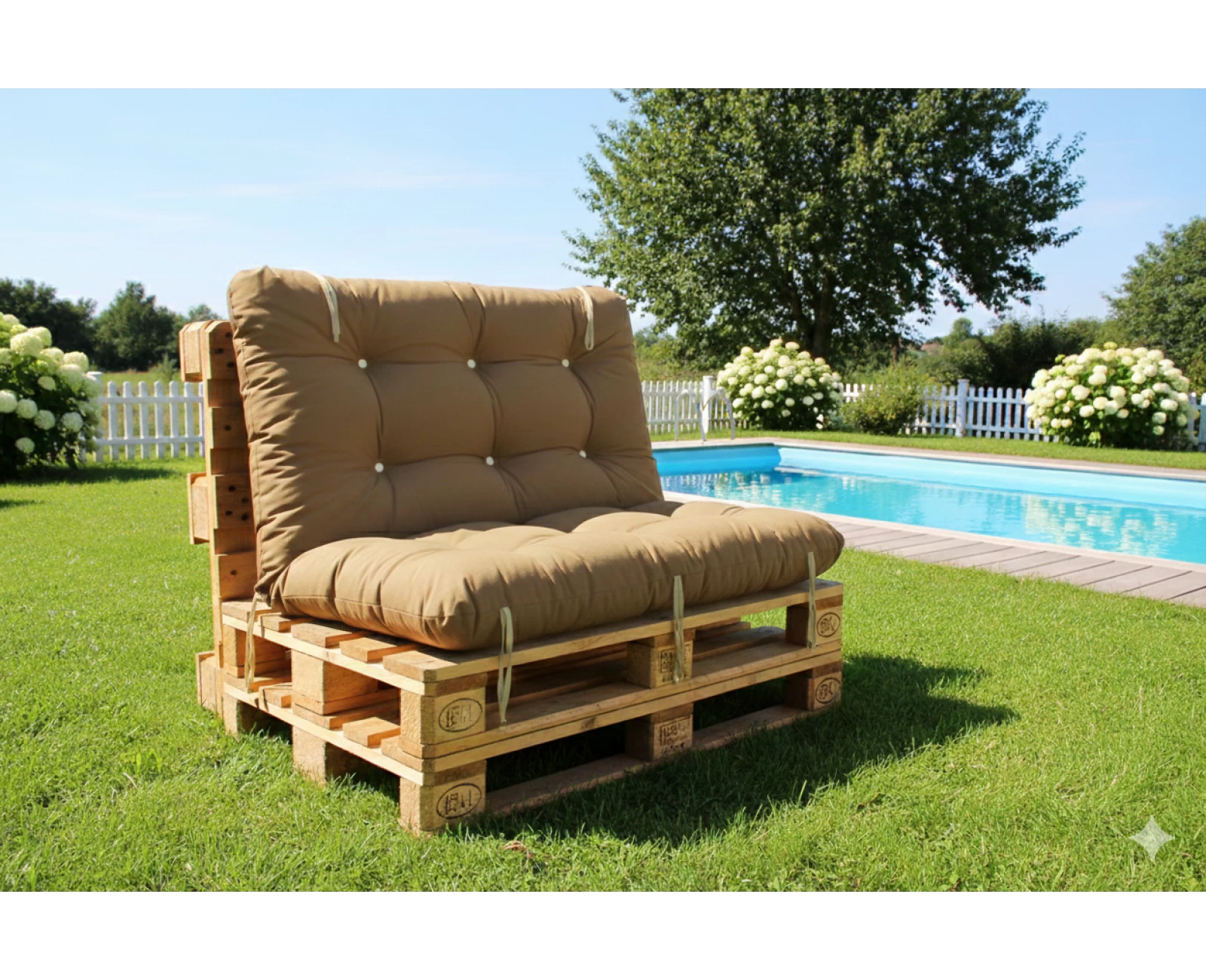 Μαξιλάρι για καναπέ με ενσωματωμένη πλάτη λονέτα - Μονόχρωμο Caramel | Mypouf.gr