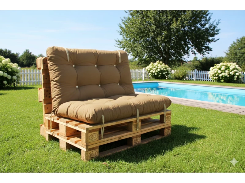 Μαξιλάρι για καναπέ με ενσωματωμένη πλάτη λονέτα - Μονόχρωμο Caramel