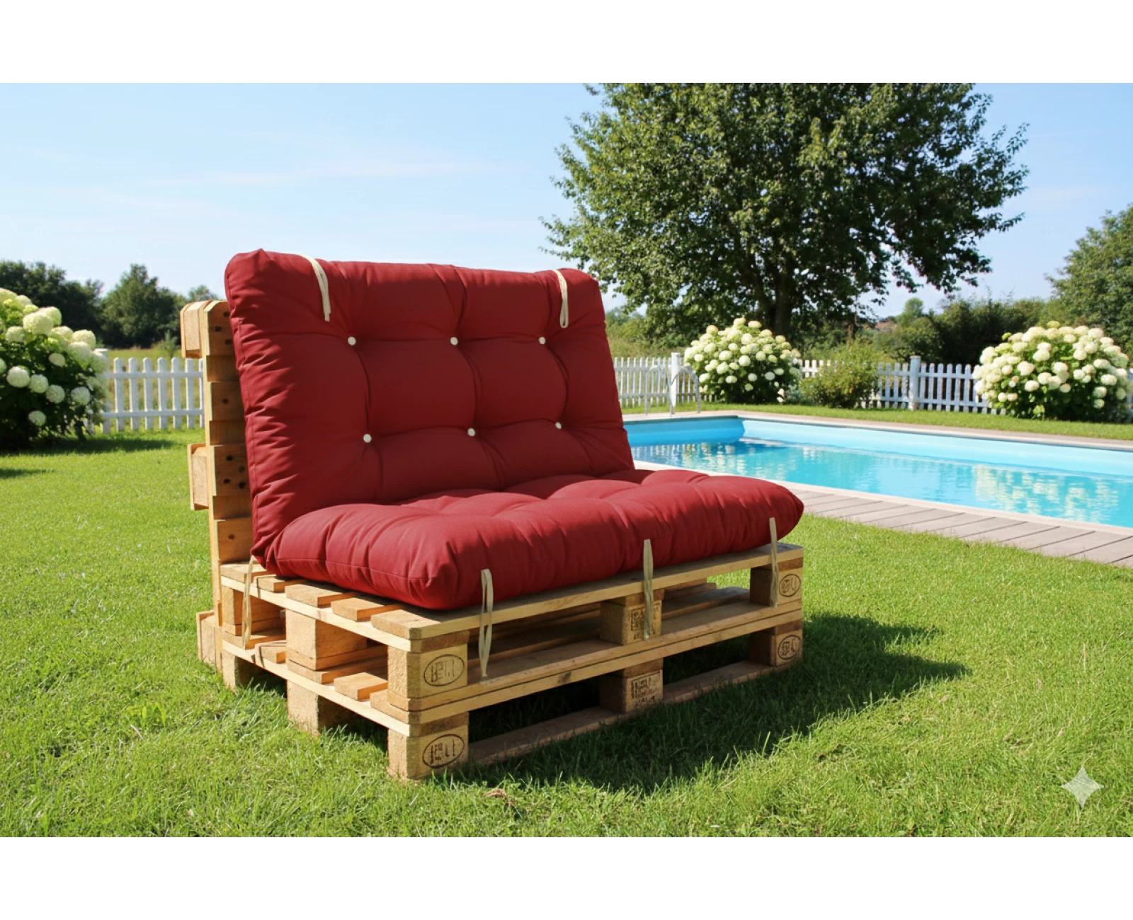 Μαξιλάρι για καναπέ με ενσωματωμένη πλάτη λονέτα - Μονόχρωμο κόκκινο | Mypouf.gr