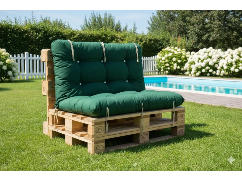 Μαξιλάρι για καναπέ με ενσωματωμένη πλάτη λονέτα - Μονόχρωμο Κυπαρισσί