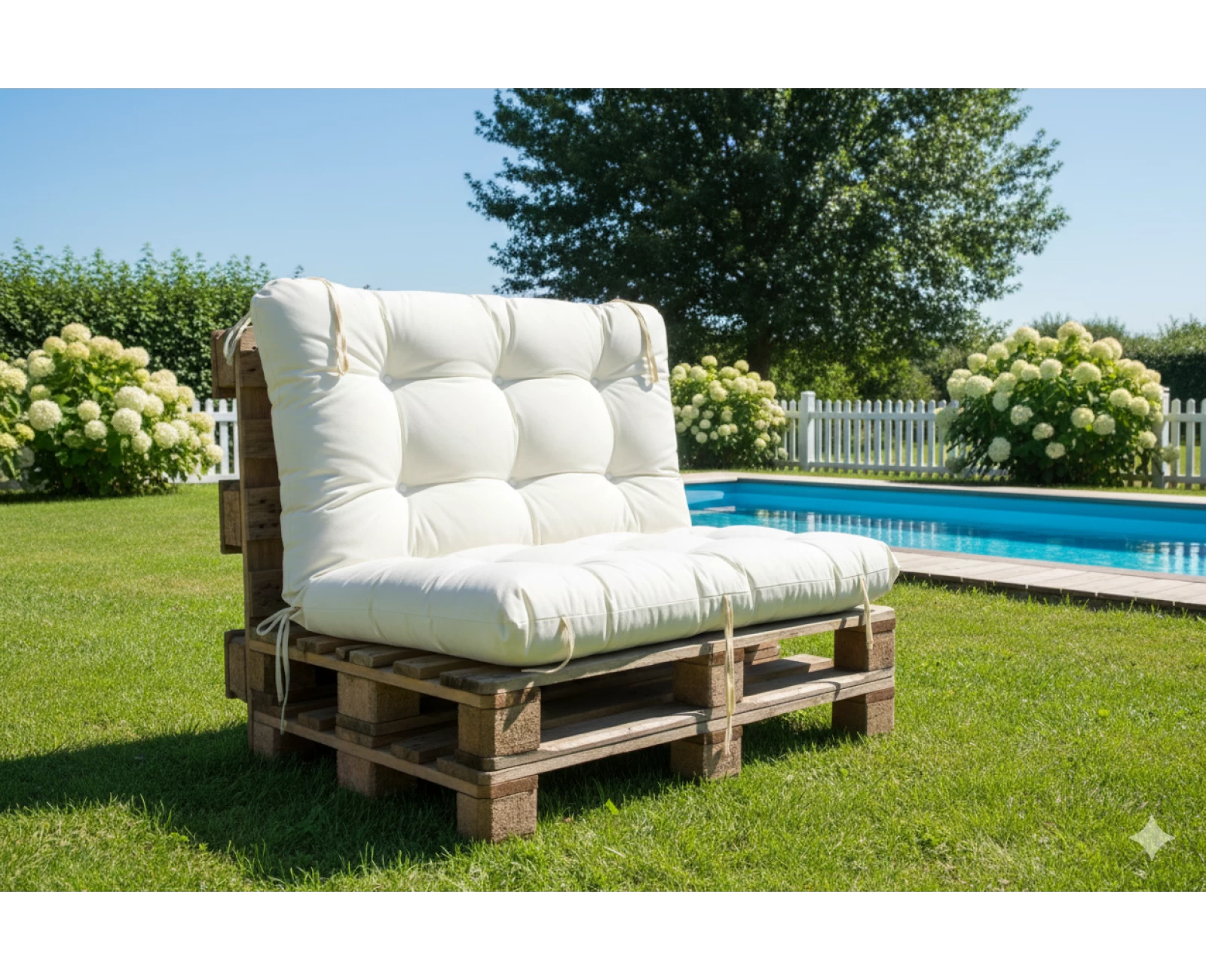 Μαξιλάρι για καναπέ με ενσωματωμένη πλάτη λονέτα - Μονόχρωμο λευκό | Mypouf.gr