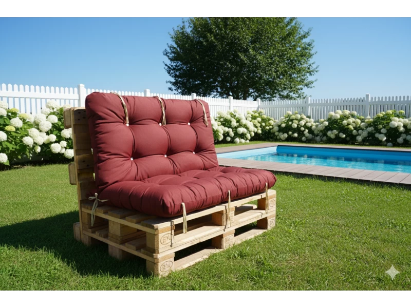 Μαξιλάρι για καναπέ με ενσωματωμένη πλάτη λονέτα - Μονόχρωμο μπορντώ