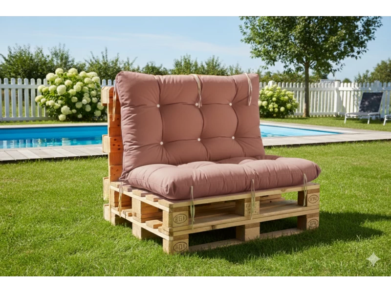 Μαξιλάρι για καναπέ με ενσωματωμένη πλάτη λονέτα - Μονόχρωμο ροζ - σομόν