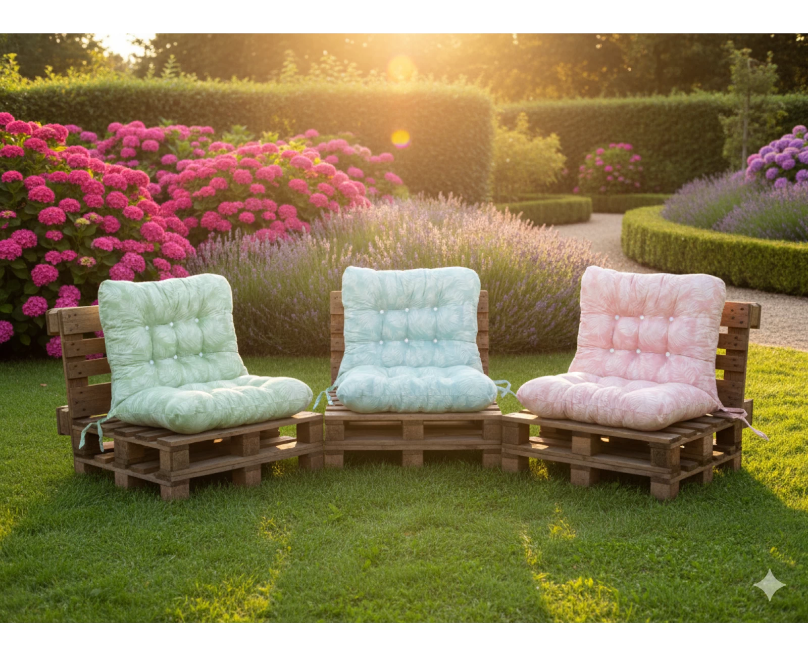 Μαξιλάρι για καναπέ με ενσωματωμένη πλάτη - Λονέτα Ύφασμα Frig 601 απόχρωση του γαλάζιου με σχέδιo φύλλα | Mypouf.gr