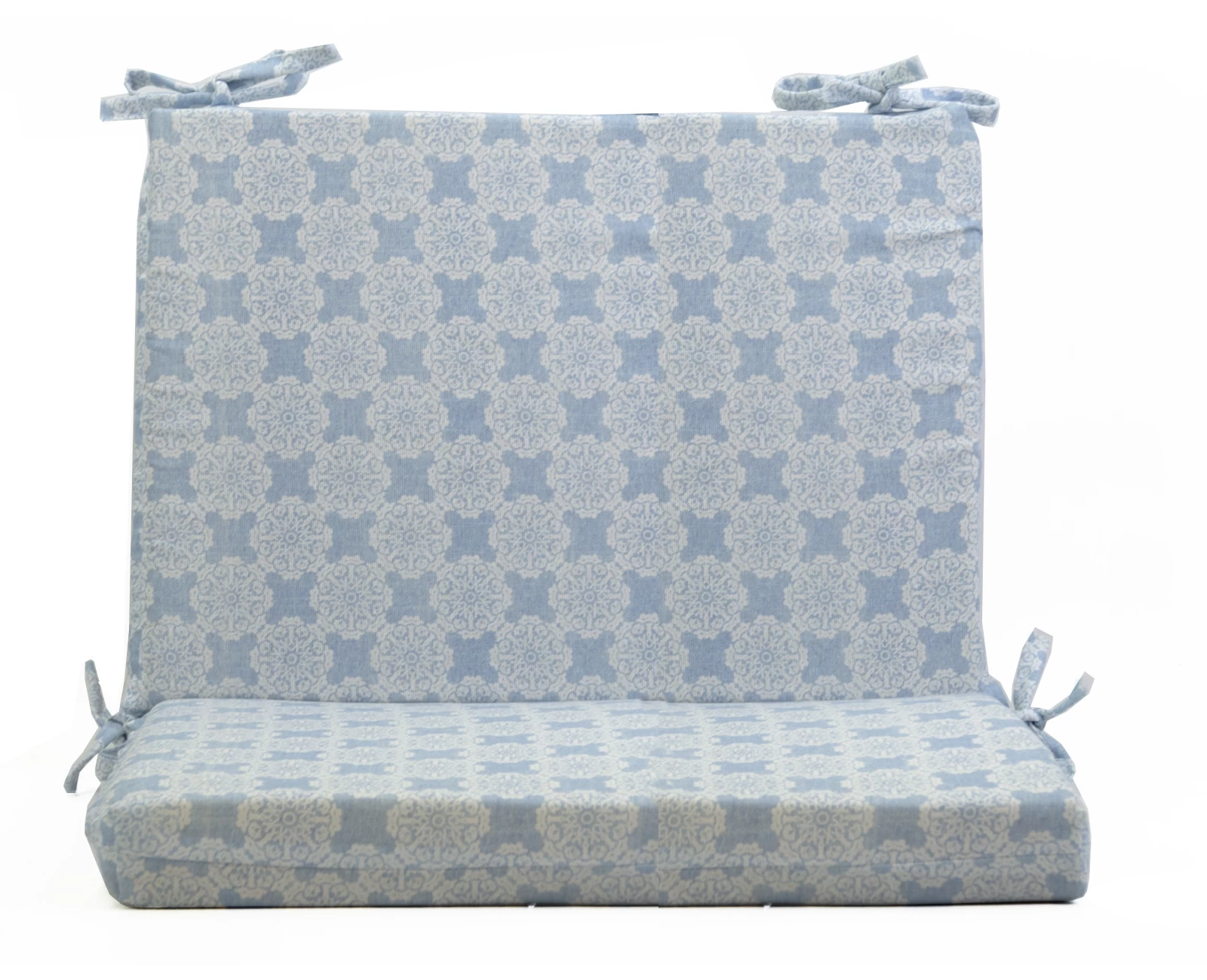 Μαξιλάρι για καναπέδες λονέτα με κορδόνια στην πλάτη απόχρωση του γαλάζιου με σχέδιo Kanada | Mypouf.gr