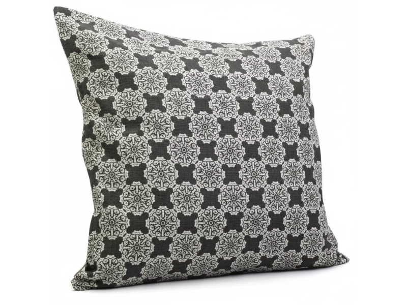 Μαξιλάρι καναπέ - δαπέδου Ύφασμα Λονέτα απόχρωση του ανθρακί με σχέδιo Kanada