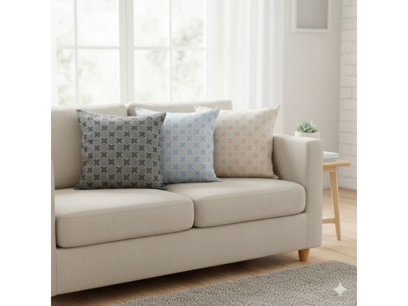 Μαξιλάρι καναπέ - δαπέδου Ύφασμα Λονέτα απόχρωση του ανθρακί με σχέδιo Kanada