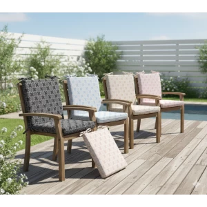 Μαξιλάρι καρέκλας λονέτα με κορδόνια στην πλάτη απόχρωση του σομόν με σχέδιo kanada