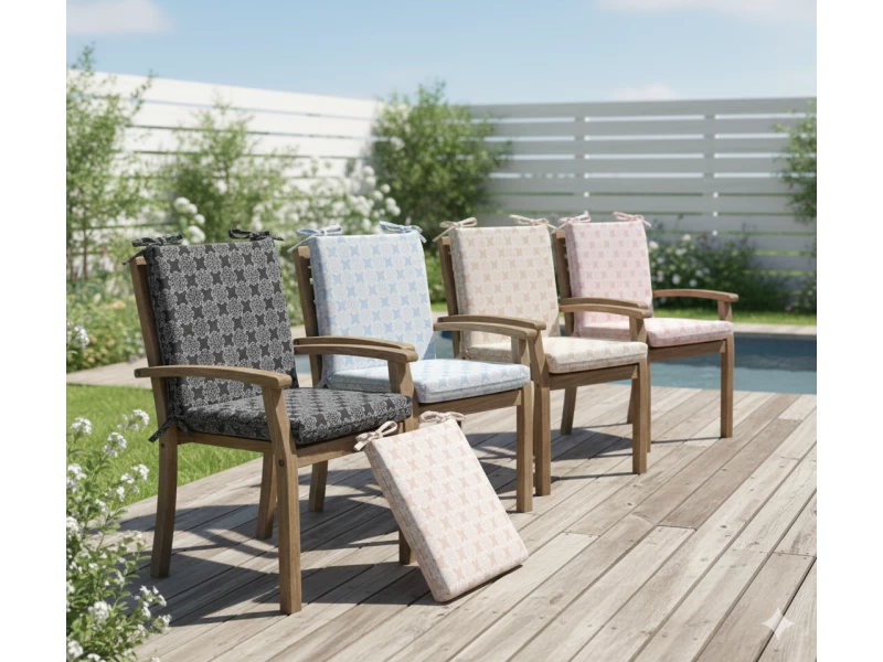 Μαξιλάρι καρέκλας λονέτα με κορδόνια στην πλάτη απόχρωση του ανθρακί με σχέδιo kanada