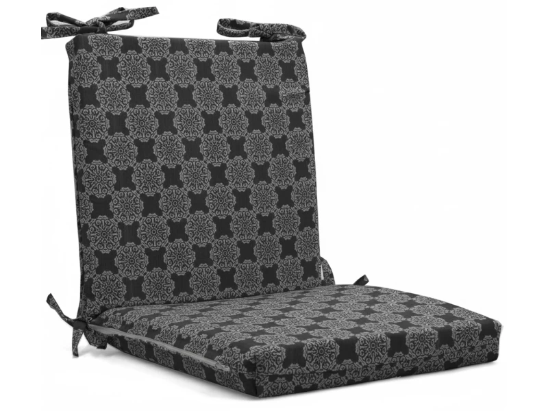 Μαξιλάρι καρέκλας λονέτα με κορδόνια στην πλάτη απόχρωση του ανθρακί με σχέδιo kanada