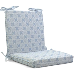 Μαξιλάρι καρέκλας λονέτα με κορδόνια στην πλάτη απόχρωση του γαλάζιου με σχέδιo kanada