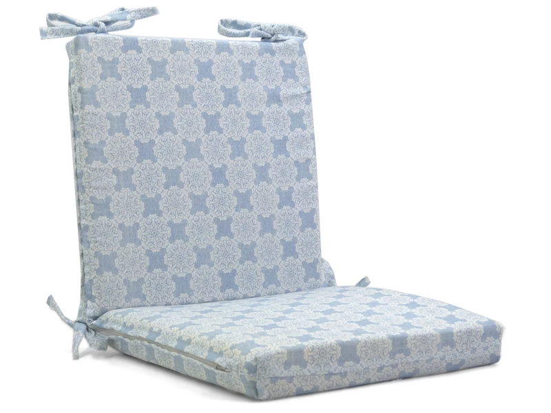 Μαξιλάρι καρέκλας λονέτα με κορδόνια στην πλάτη απόχρωση του γαλάζιου με σχέδιo kanada