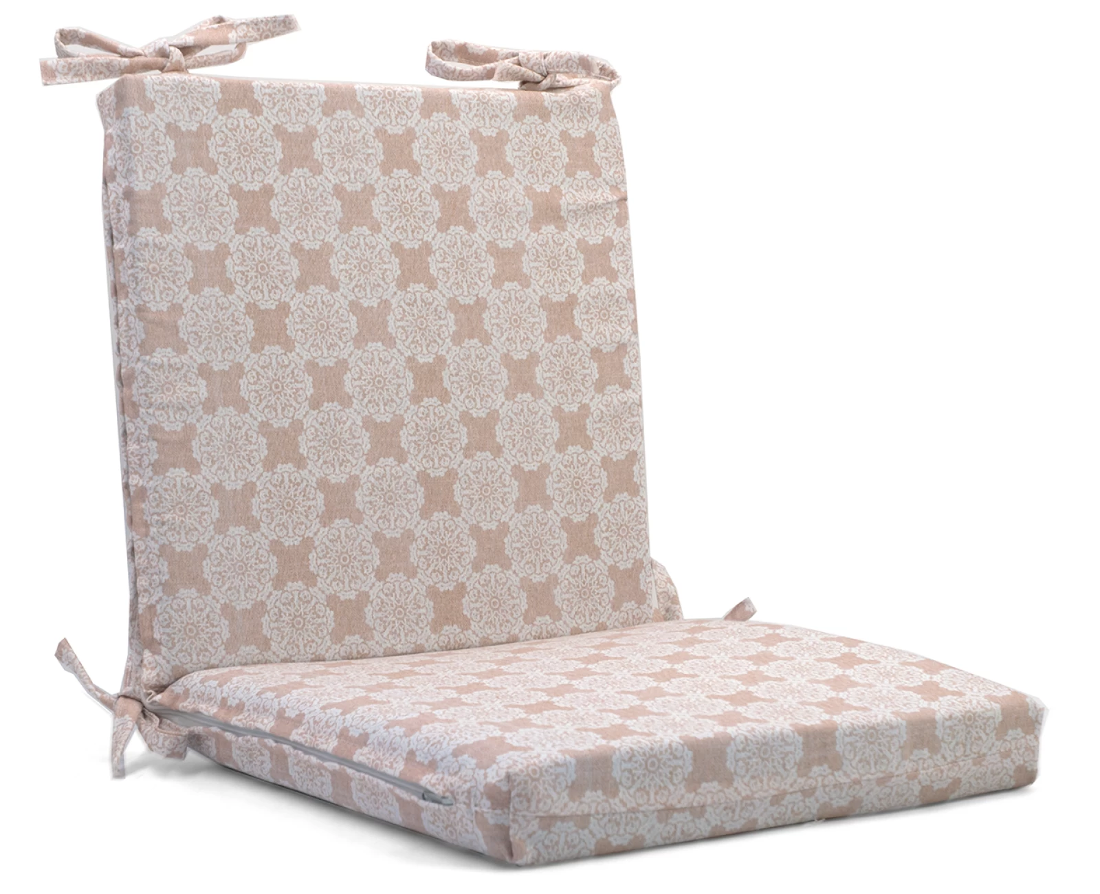 Μαξιλάρι καρέκλας λονέτα με κορδόνια στην πλάτη απόχρωση του σομόν με σχέδιo kanada | Mypouf.gr