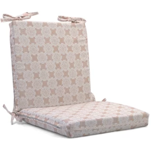 Μαξιλάρι καρέκλας λονέτα με κορδόνια στην πλάτη απόχρωση του σομόν με σχέδιo kanada