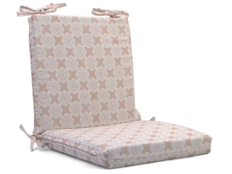 Μαξιλάρι καρέκλας λονέτα με κορδόνια στην πλάτη απόχρωση του σομόν με σχέδιo kanada