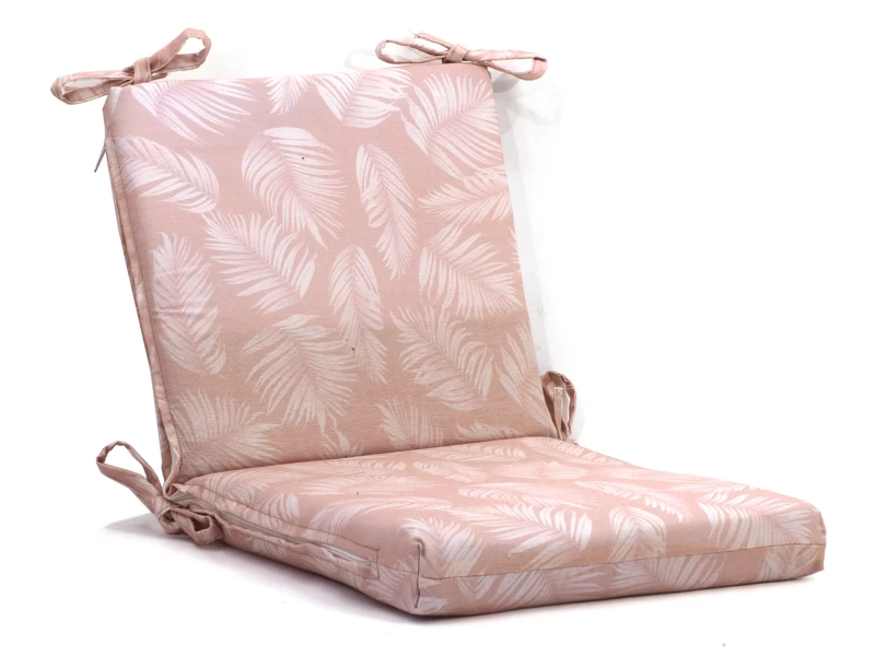 Μαξιλάρι καρέκλας λονέτα με κορδόνια στην πλάτη Frig 301 απόχρωση του σομόν με σχέδιo φύλλα