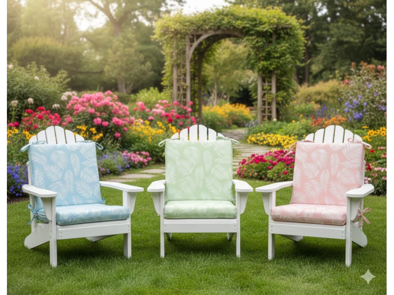 Μαξιλάρι καρέκλας λονέτα με κορδόνια στην πλάτη Frig 301 απόχρωση του σομόν με σχέδιo φύλλα