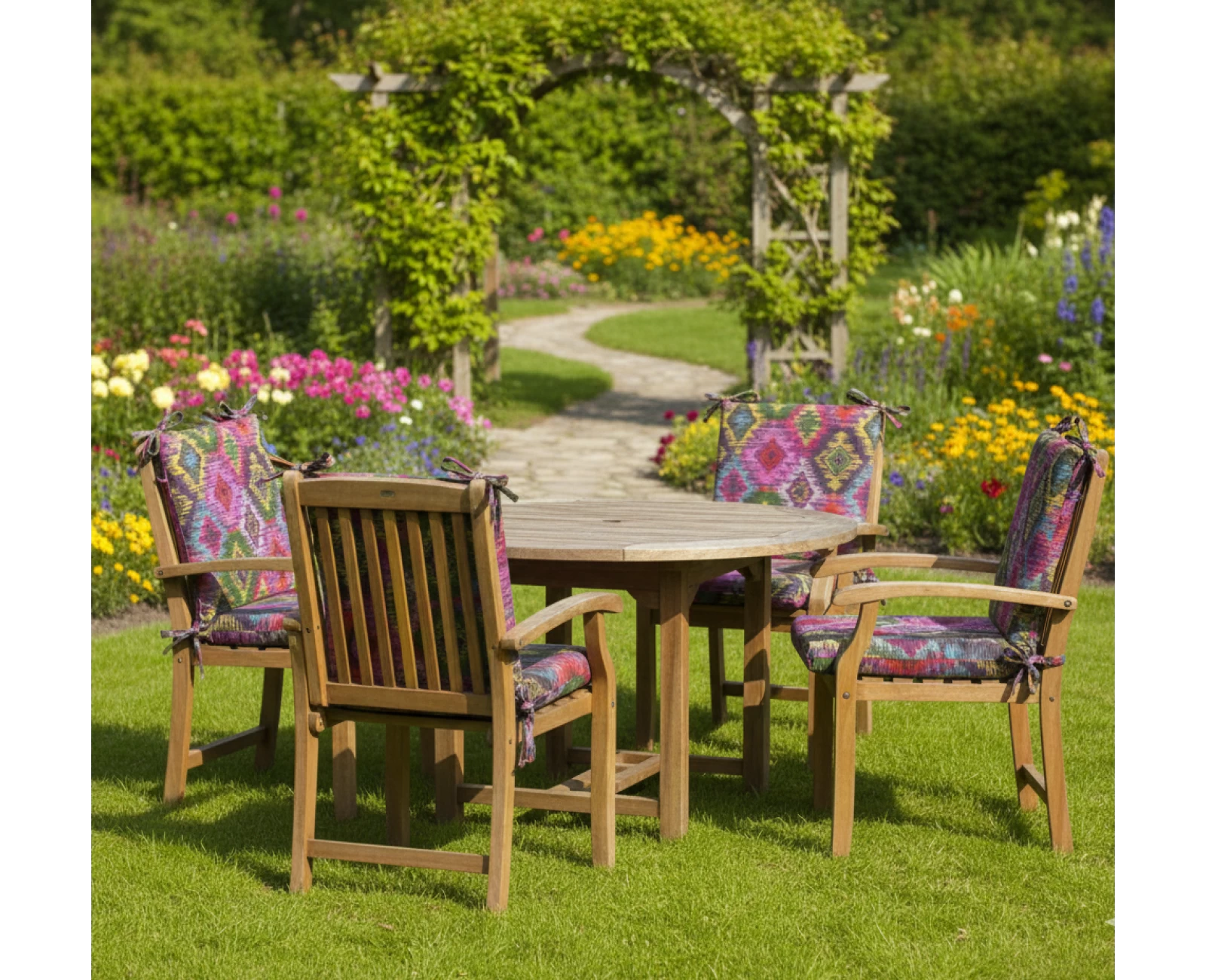 Μαξιλάρι καρέκλας λονέτα με κορδόνια στην πλάτη More 301 με σχέδιο ρόμβο | Mypouf.gr