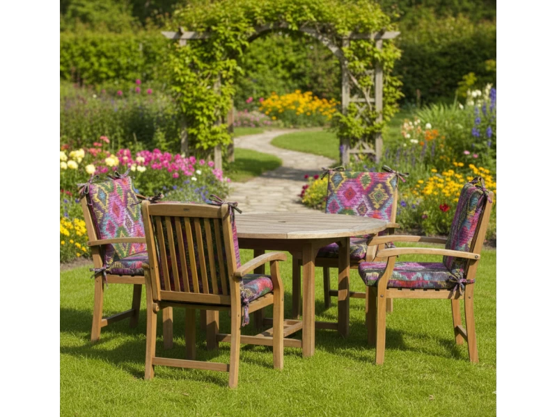 Μαξιλάρι καρέκλας λονέτα με κορδόνια στην πλάτη More 301 με σχέδιο ρόμβο