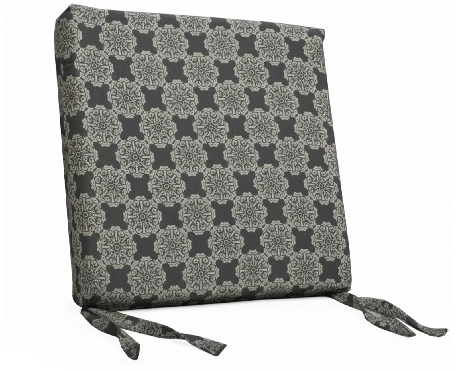 Μαξιλάρι Καρέκλας Με Δέσιμο - Λονέτα Ύφασμα απόχρωση του ανθρακί με σχέδιo Kanada - Norman | Mypouf.gr