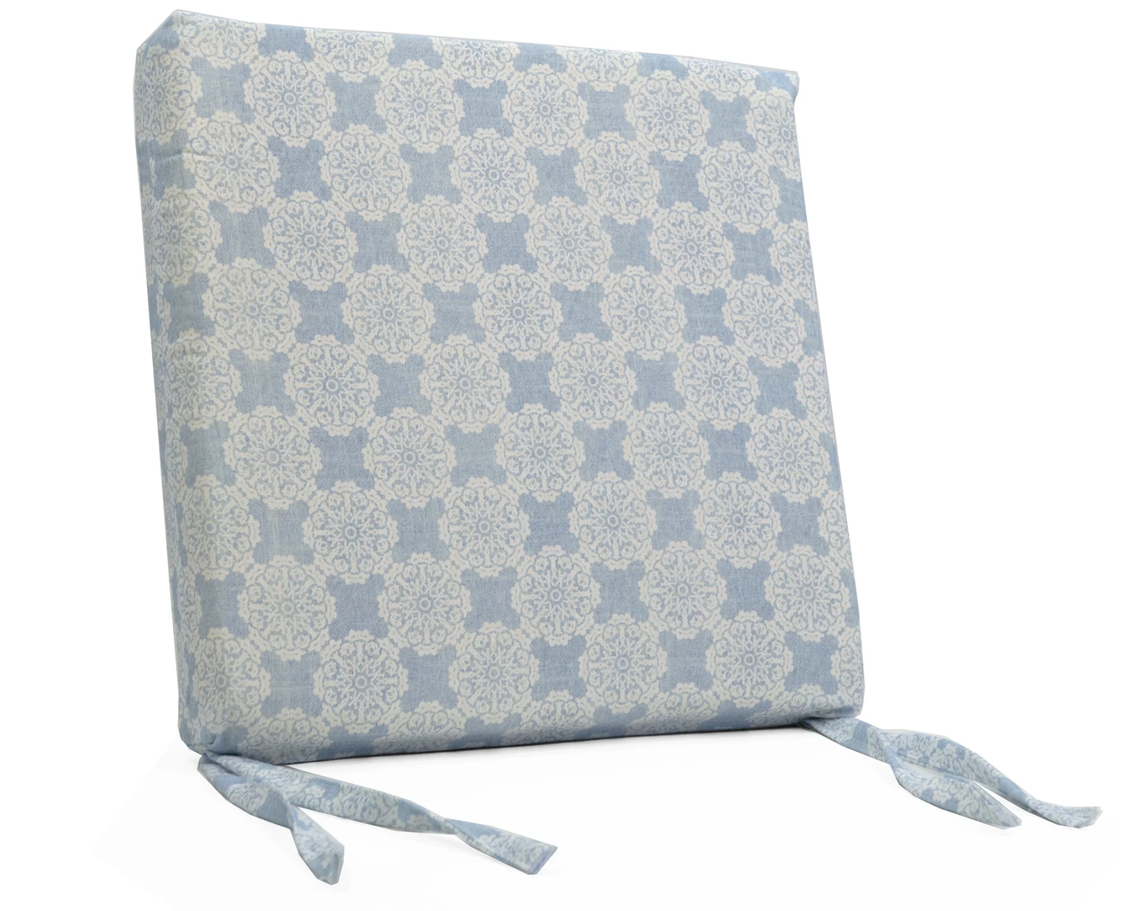 Μαξιλάρι Καρέκλας Με Δέσιμο - Λονέτα Ύφασμα απόχρωση του γαλάζιου με σχέδιo Kanada - Norman | Mypouf.gr