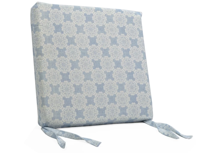 Μαξιλάρι Καρέκλας Με Δέσιμο - Λονέτα Ύφασμα απόχρωση του γαλάζιου με σχέδιo Kanada - Norman