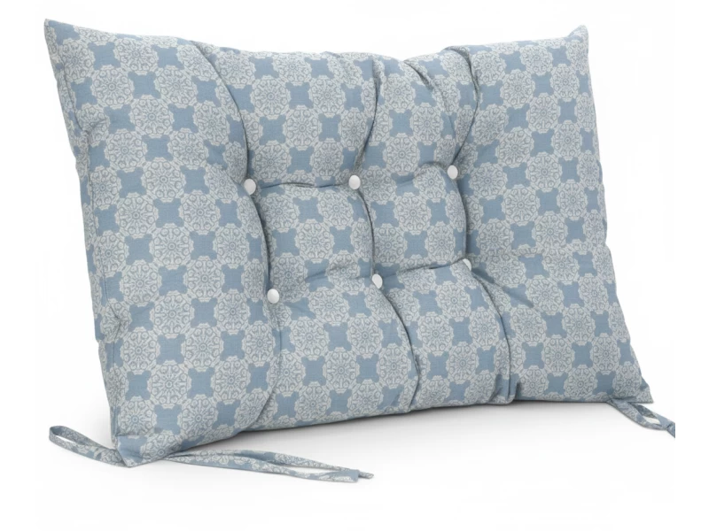 Μαξιλάρι Κάθισμα με κουμπιά - Μπαμπού Λονέτα Ύφασμα απόχρωση του γαλάζιου με σχέδιo Kanada - Norman