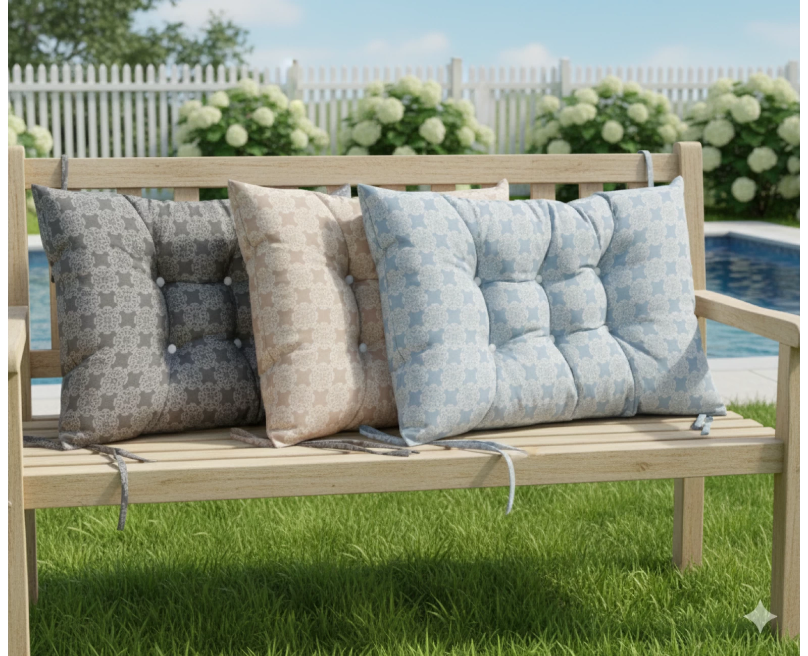 Μαξιλάρι Κάθισμα με κουμπιά - Μπαμπού Λονέτα Ύφασμα απόχρωση του ανθρακί με σχέδιo Kanada - Norman | Mypouf.gr