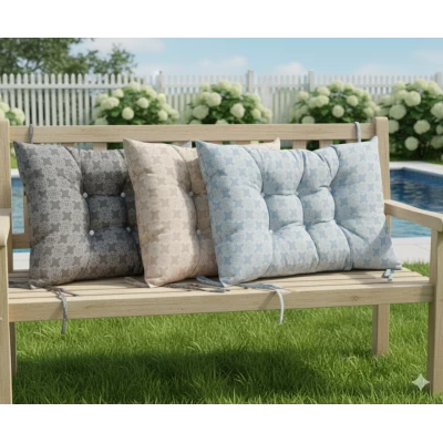 Μαξιλάρι Κάθισμα με κουμπιά - Μπαμπού Λονέτα Ύφασμα απόχρωση του μπεζ με σχέδιo Kanada - Norman