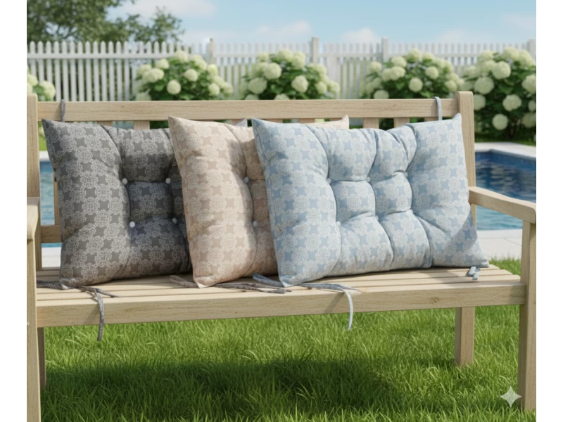 Μαξιλάρι Κάθισμα με κουμπιά - Μπαμπού Λονέτα Ύφασμα απόχρωση του ανθρακί με σχέδιo Kanada - Norman