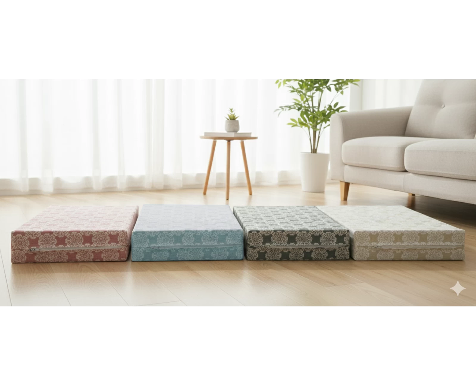 Μαξιλάρι λονέτα ύφασμα για παλέτα απόχρωση του σομόν με σχέδιo Kanada | Mypouf.gr