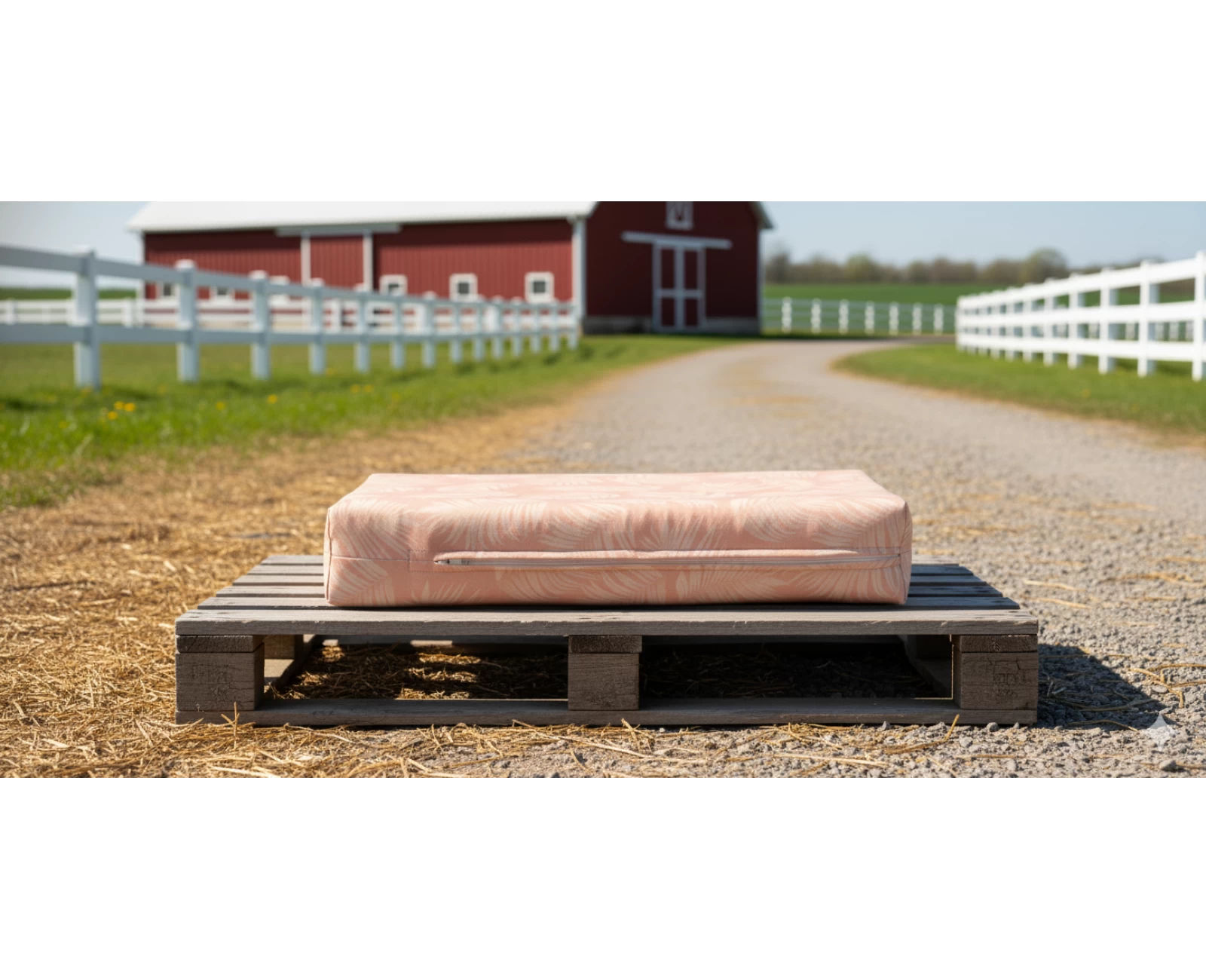 Μαξιλάρι λονέτα ύφασμα για παλέτα Frig 301 απόχρωση του σομόν με σχέδιo φύλλα | Mypouf.gr