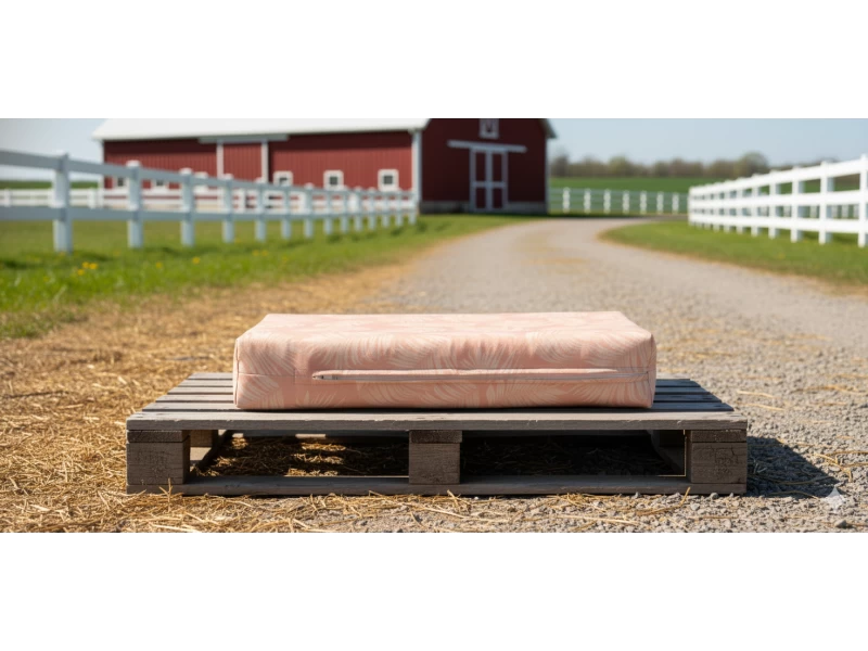 Μαξιλάρι λονέτα ύφασμα για παλέτα Frig 301 απόχρωση του σομόν με σχέδιo φύλλα