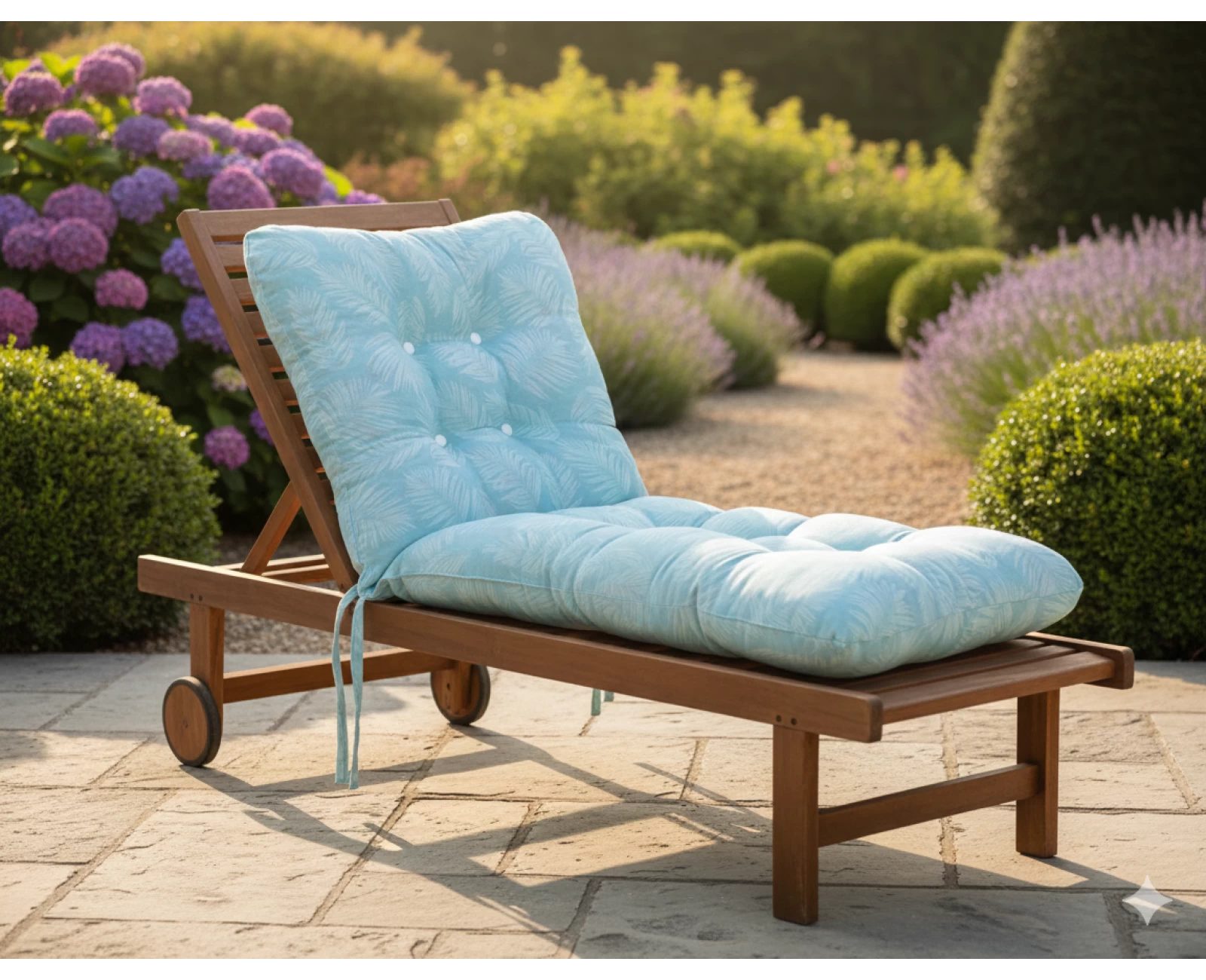 Μαξιλάρι μπαμπού ύφασμα λονέτα με πλάτη Frig 601 απόχρωση του γαλάζιου με σχέδιo φύλλα | Mypouf.gr