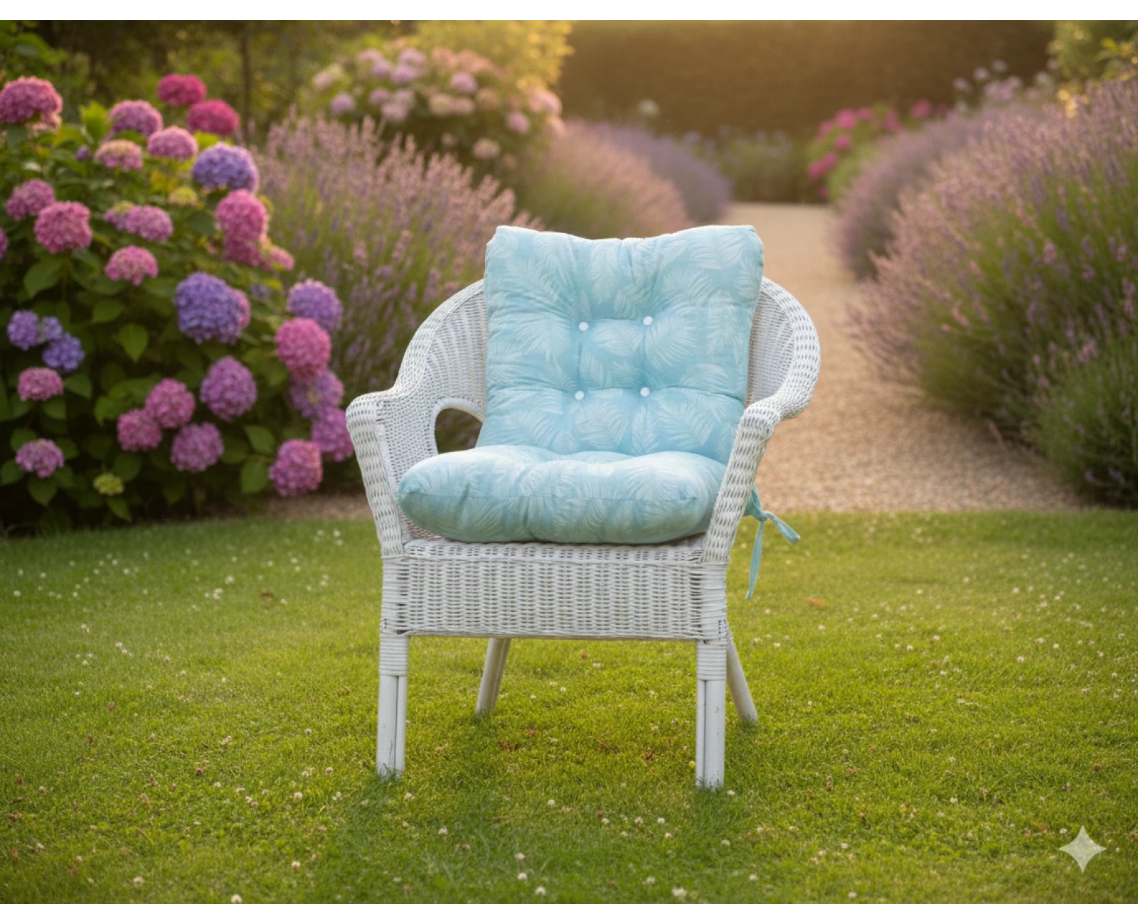 Μαξιλάρι μπαμπού ύφασμα λονέτα με πλάτη Frig 601 απόχρωση του γαλάζιου με σχέδιo φύλλα | Mypouf.gr